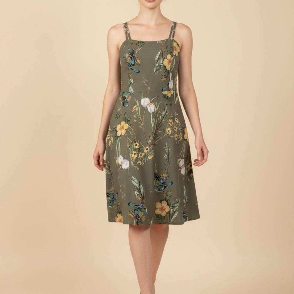 Floral Green Sleeveless Dress